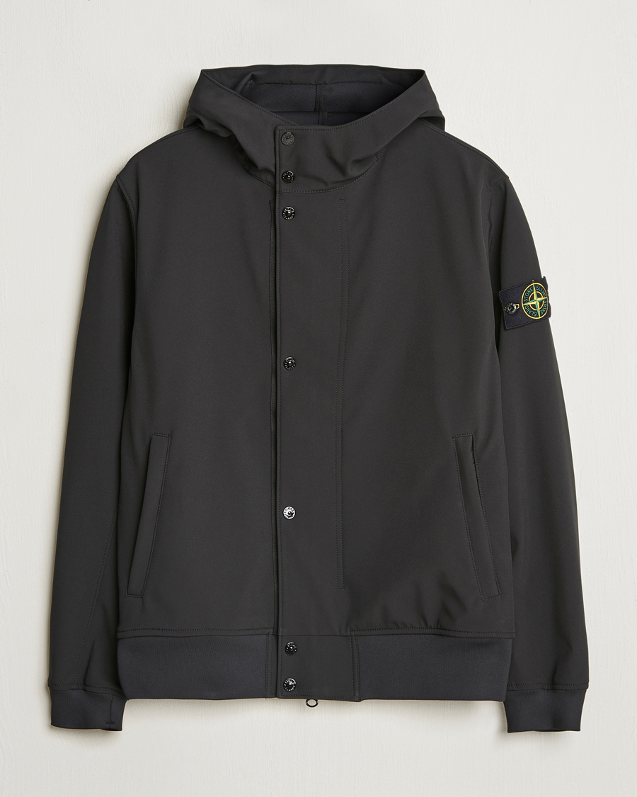Men | Coats & Jackets | Stone Island | Soft Shell Hooded Jacket Black