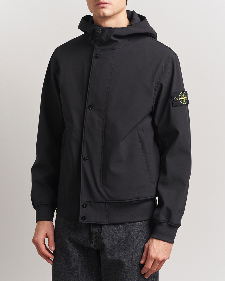 Men | Coats & Jackets | Stone Island | Soft Shell Hooded Jacket Black