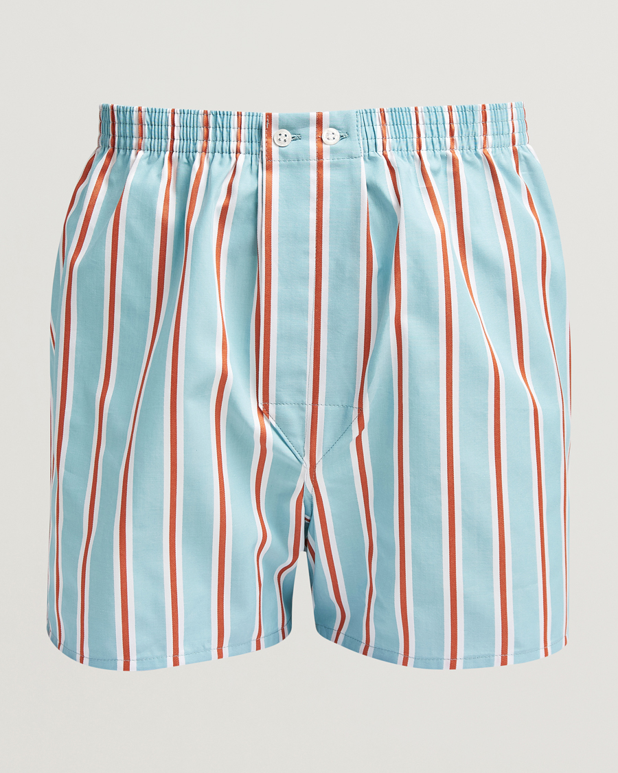 Men | Underwear & Socks | Derek Rose | Classic Fit Woven Cotton Boxer Shorts Turquoise