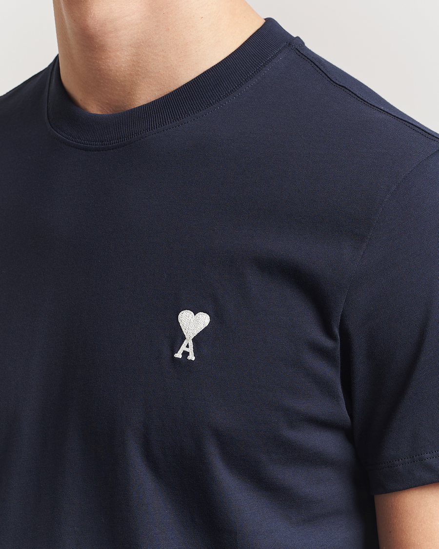 Men | T-Shirts | AMI | Off White Heart Logo T-Shirt Night Blue