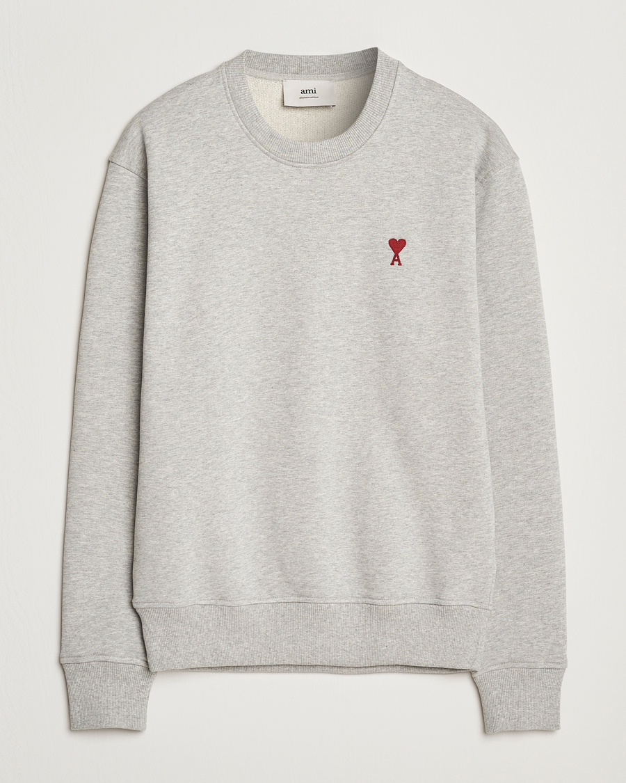 Men | Sweaters & Knitwear | AMI | Heart Logo Sweatshirt Heather Ash Grey