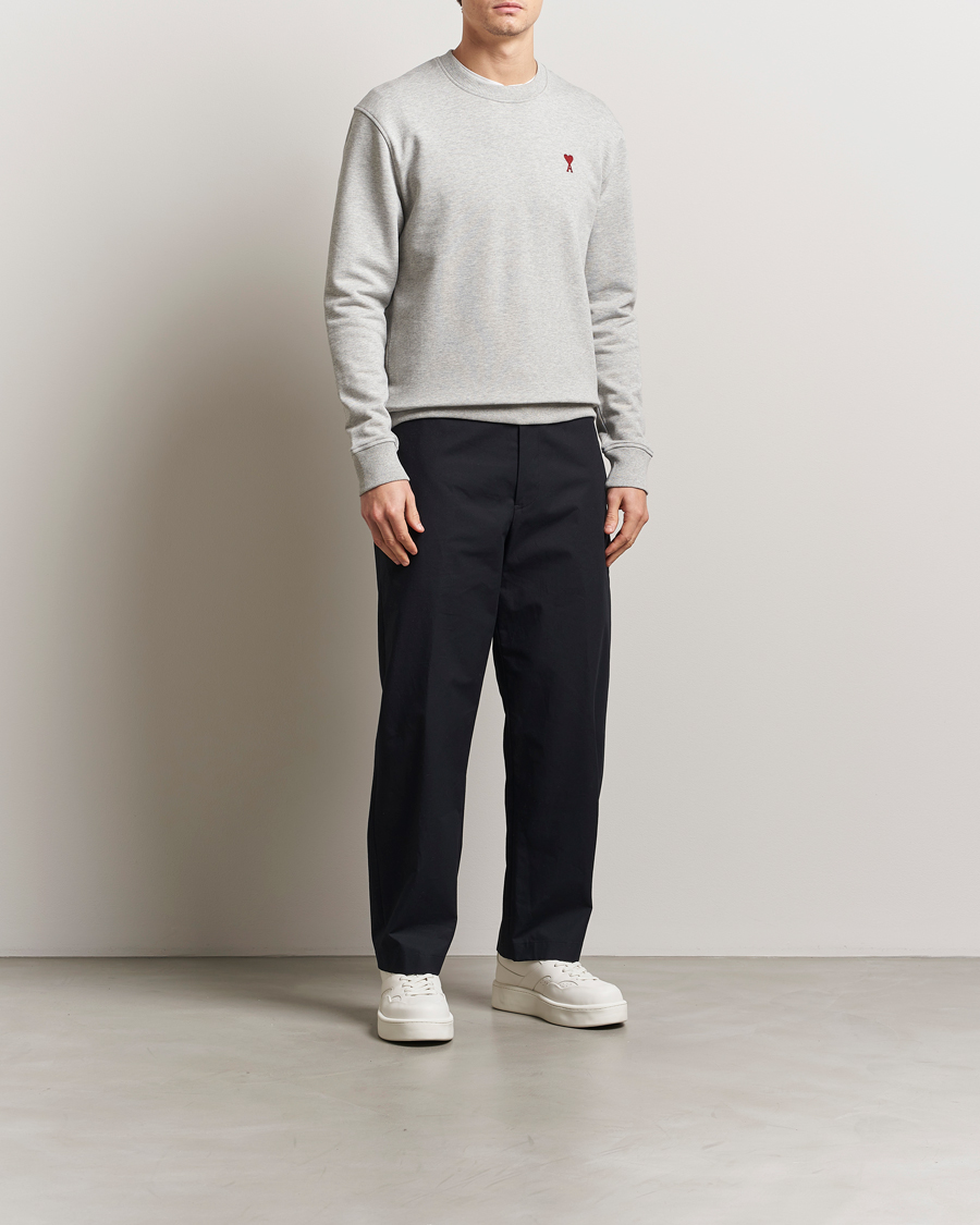 Men | Sweaters & Knitwear | AMI | Heart Logo Sweatshirt Heather Ash Grey
