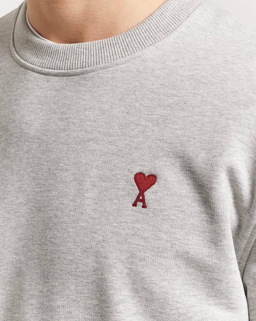 Men | Sweaters & Knitwear | AMI | Heart Logo Sweatshirt Heather Ash Grey