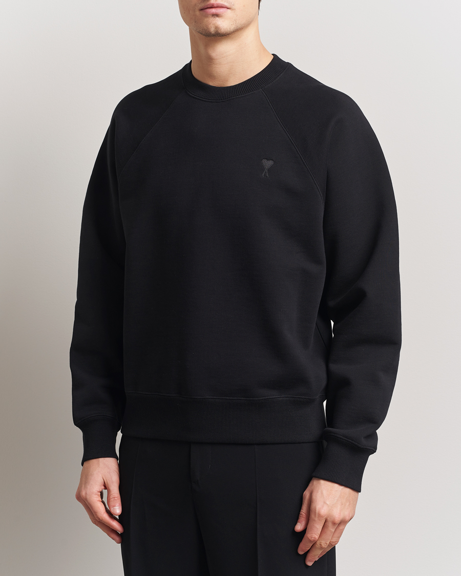 Men | Sweaters & Knitwear | AMI | Tonal Heart Logo Sweatshirt Black