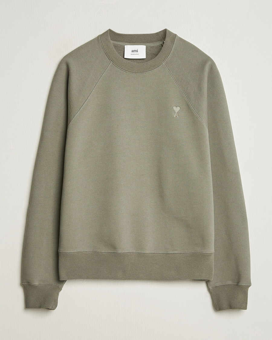 Men | Sweaters & Knitwear | AMI | Tonal Heart Logo Sweatshirt Smoke Grey