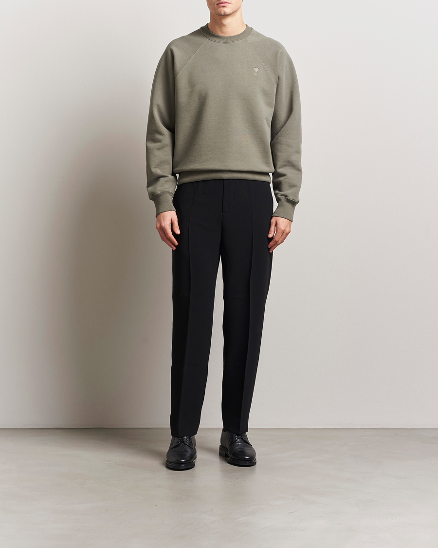 Men | Sweaters & Knitwear | AMI | Tonal Heart Logo Sweatshirt Smoke Grey