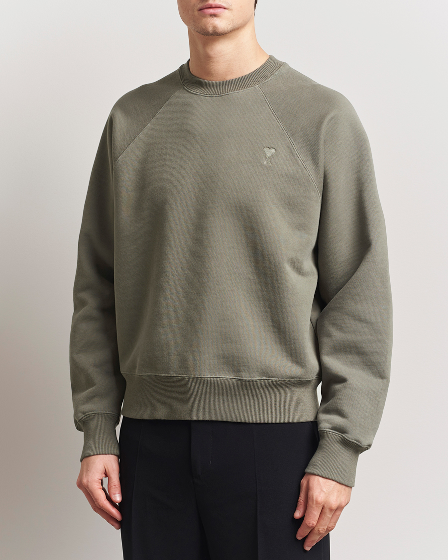 Men | Sweaters & Knitwear | AMI | Tonal Heart Logo Sweatshirt Smoke Grey