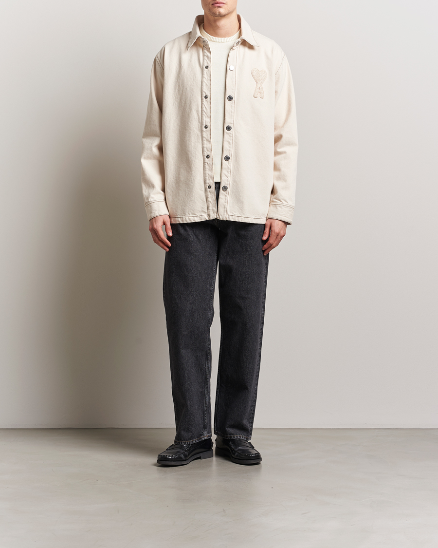 Men | Coats & Jackets | AMI | Patch Embroidered Overshirt White Cream