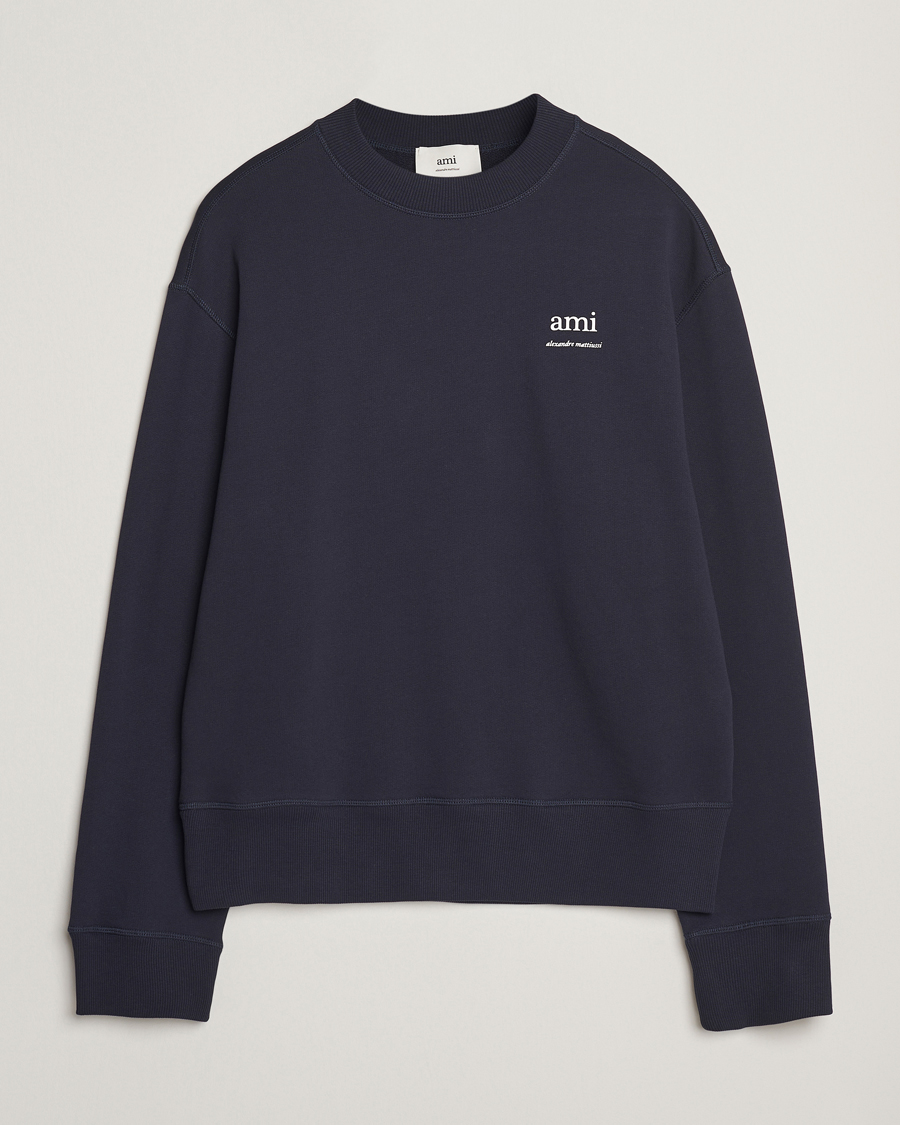 Men | Sweaters & Knitwear | AMI | Logo Sweatshirt Navy Blue
