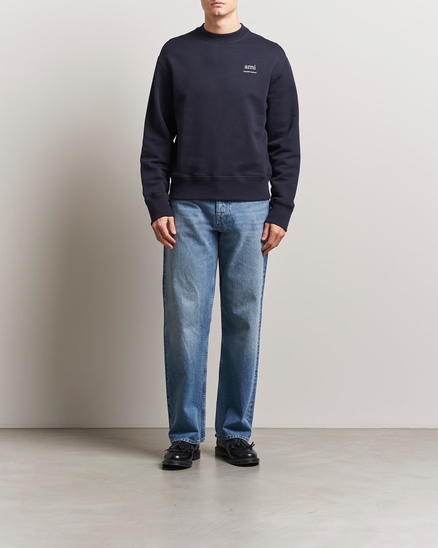 Men | Sweaters & Knitwear | AMI | Logo Sweatshirt Navy Blue