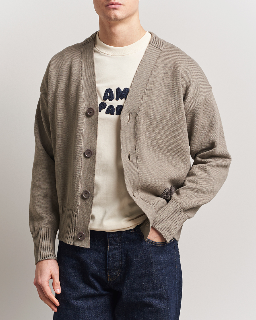 Men | Sweaters & Knitwear | AMI | Embroidered Knitted Cardigan Ash