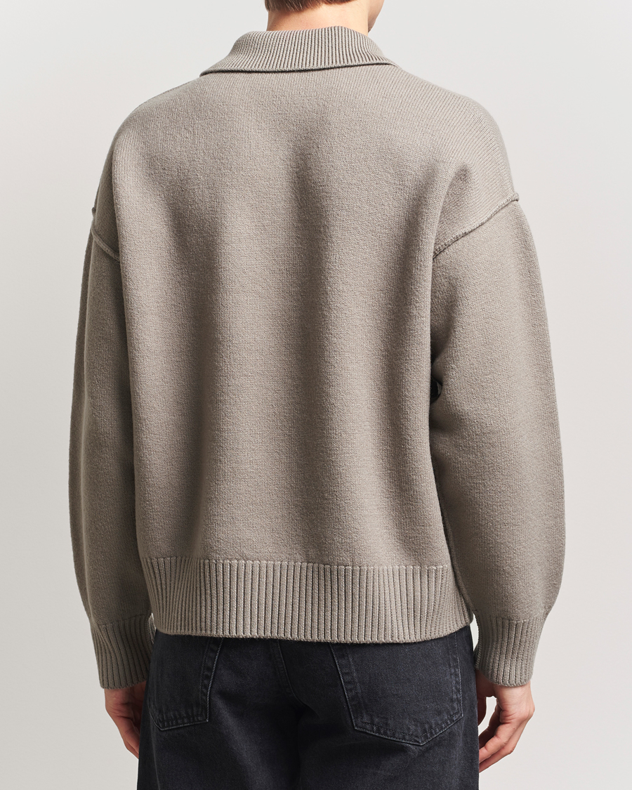 Men | Sweaters & Knitwear | AMI | Big Heart Wool Polo Ash