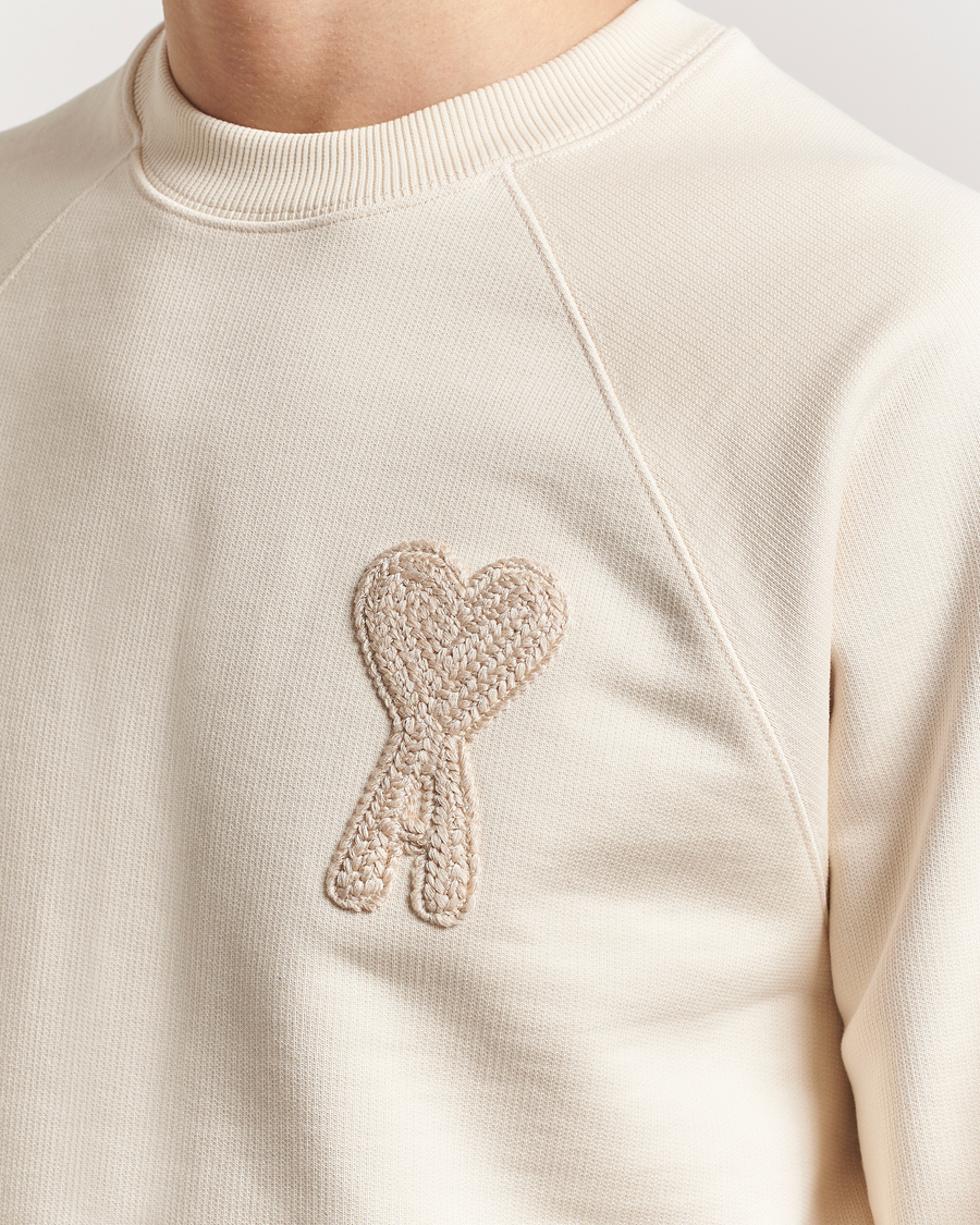 Men | Sweaters & Knitwear | AMI | Bouclé Heart Sweatshirt White Cream