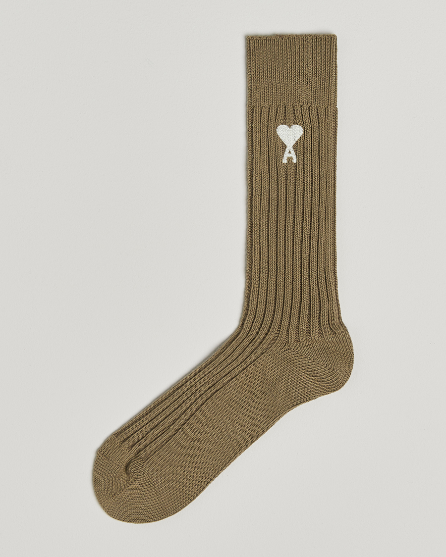 Men | Underwear & Socks | AMI | Logo Ribbed Sock Green