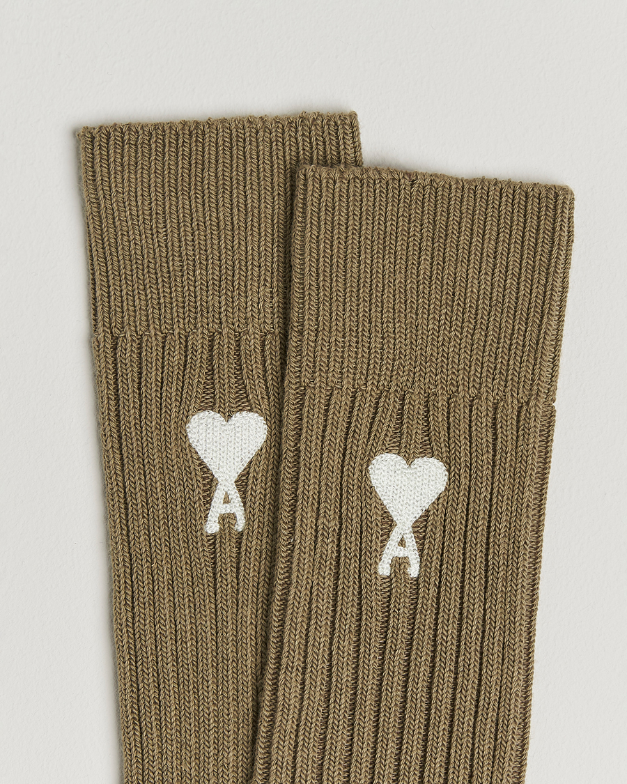 Men | Underwear & Socks | AMI | Logo Ribbed Sock Green