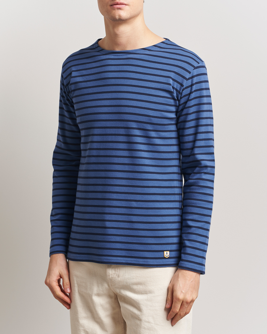 Men | T-Shirts | Armor-lux | Houat Héritage Stripe Long Sleeve T-Shirt Obscure/Deep Marine