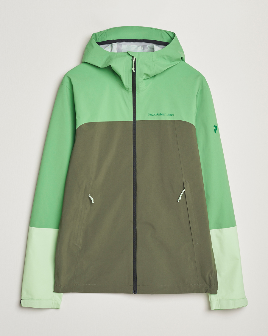 Men | Coats & Jackets | Peak Performance | Trail Hipe Hooded Shell Jacket Peppermint/Pine Needle