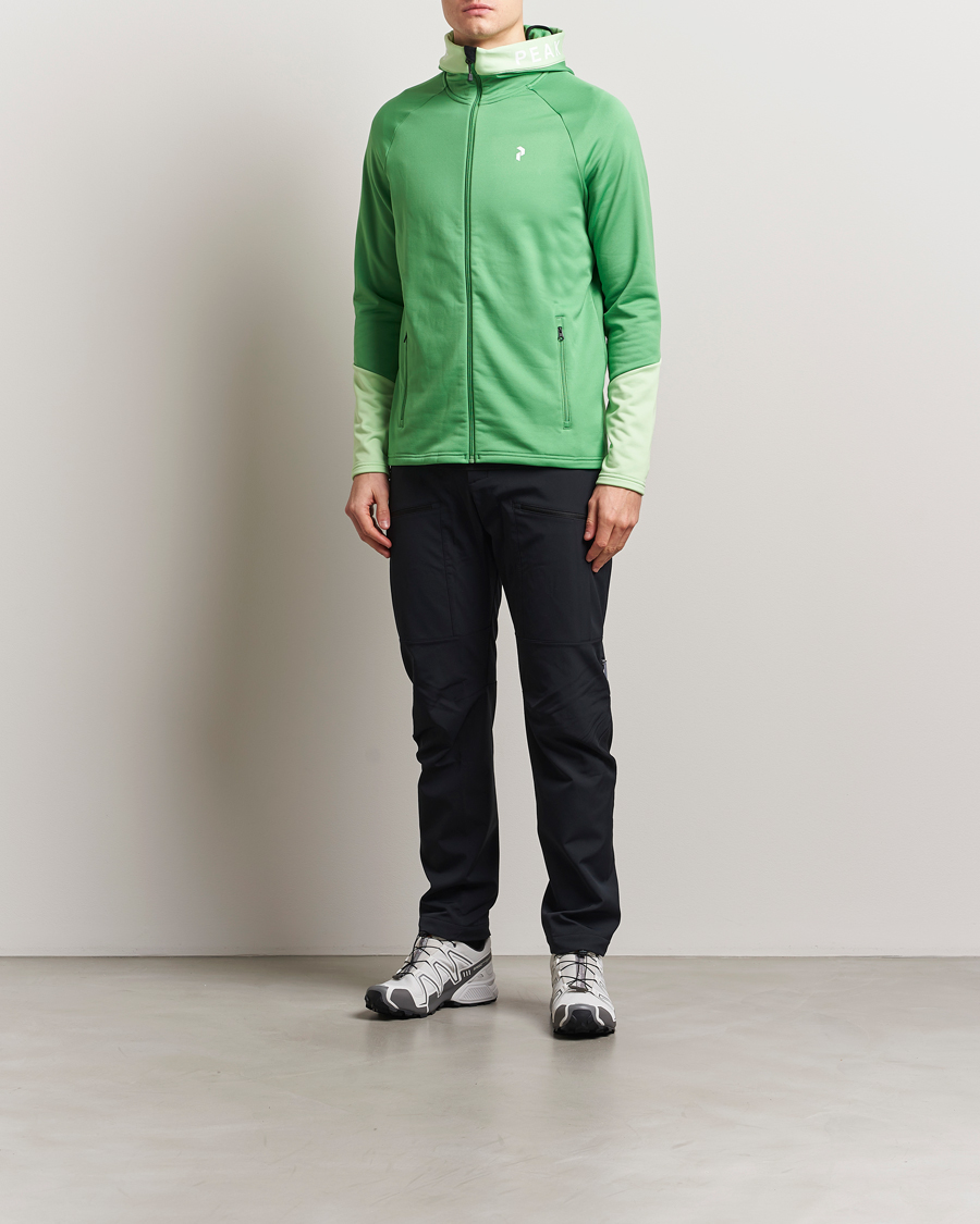 Men | Sweaters & Knitwear | Peak Performance | Rider Hooded Full Zip Peppermint/Vivid Green