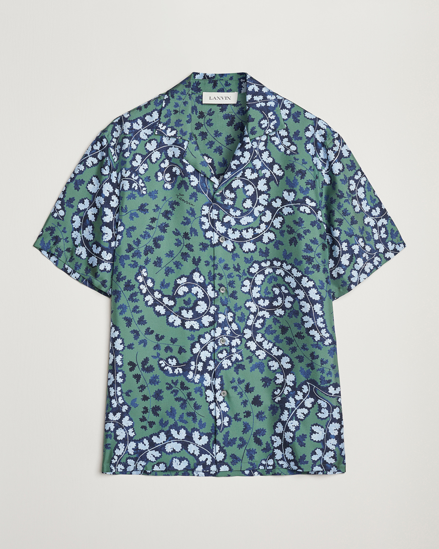 Men | Shirts | Lanvin | Rateau Print Bowling Shirt Sage Green