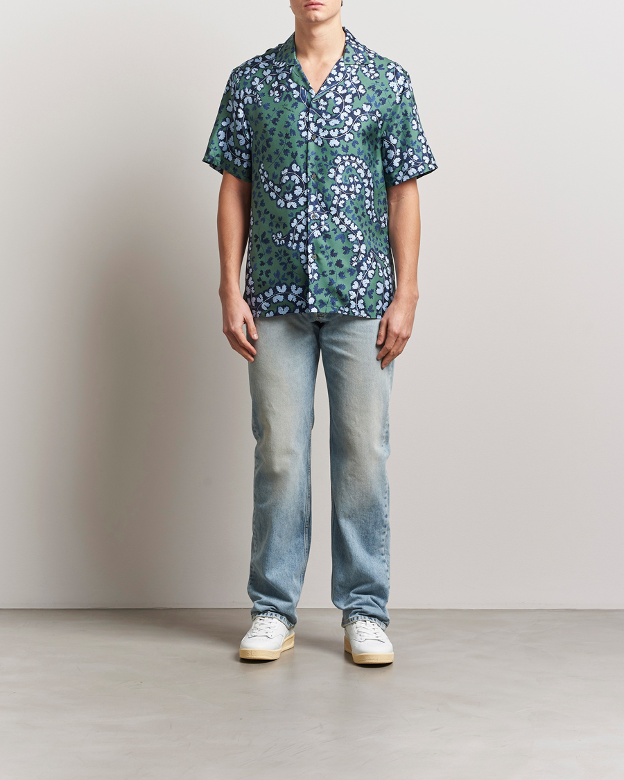 Men | Shirts | Lanvin | Rateau Print Bowling Shirt Sage Green