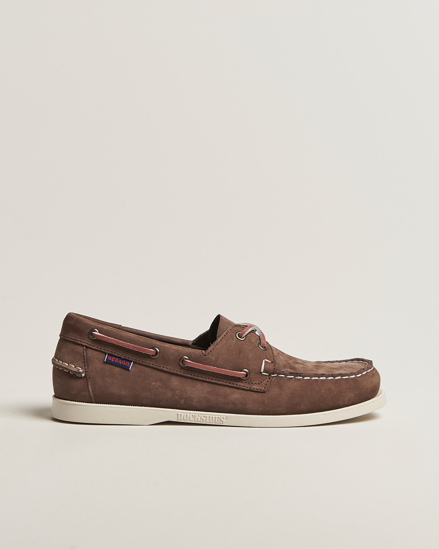 Men | Boat Shoes | Sebago | Docksides Portland Nubuck Boat Shoe Dark Brown