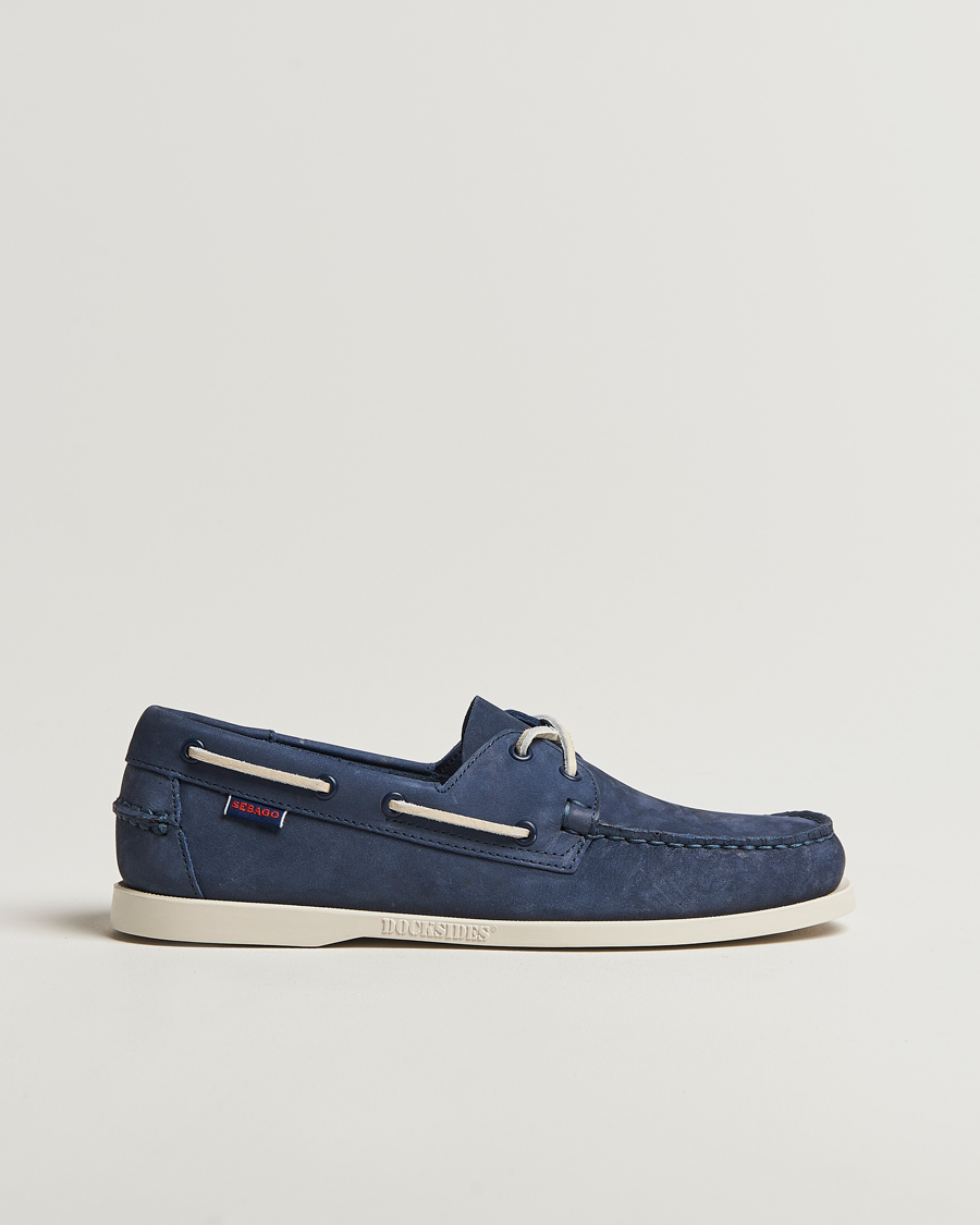 Men | Boat Shoes | Sebago | Docksides Portland Nubuck Boat Shoe Blue Navy