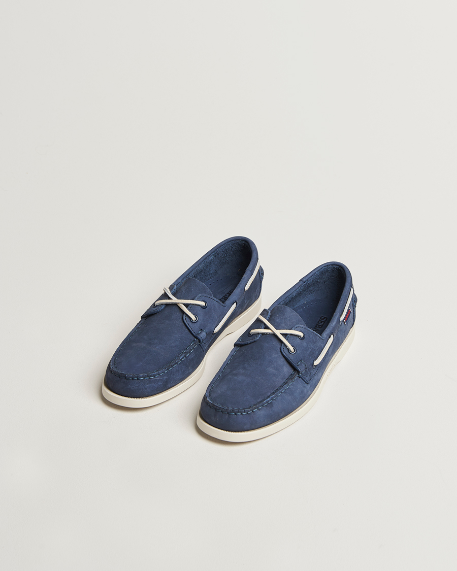 Men | Boat Shoes | Sebago | Docksides Portland Nubuck Boat Shoe Blue Navy