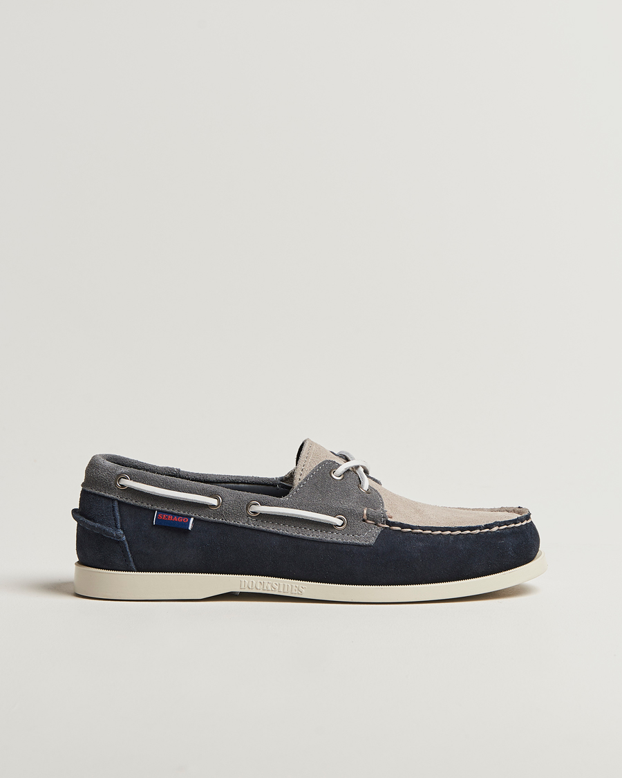 Men | Boat Shoes | Sebago | Docksides Portland Jib Boat Shoe Navy/Grey