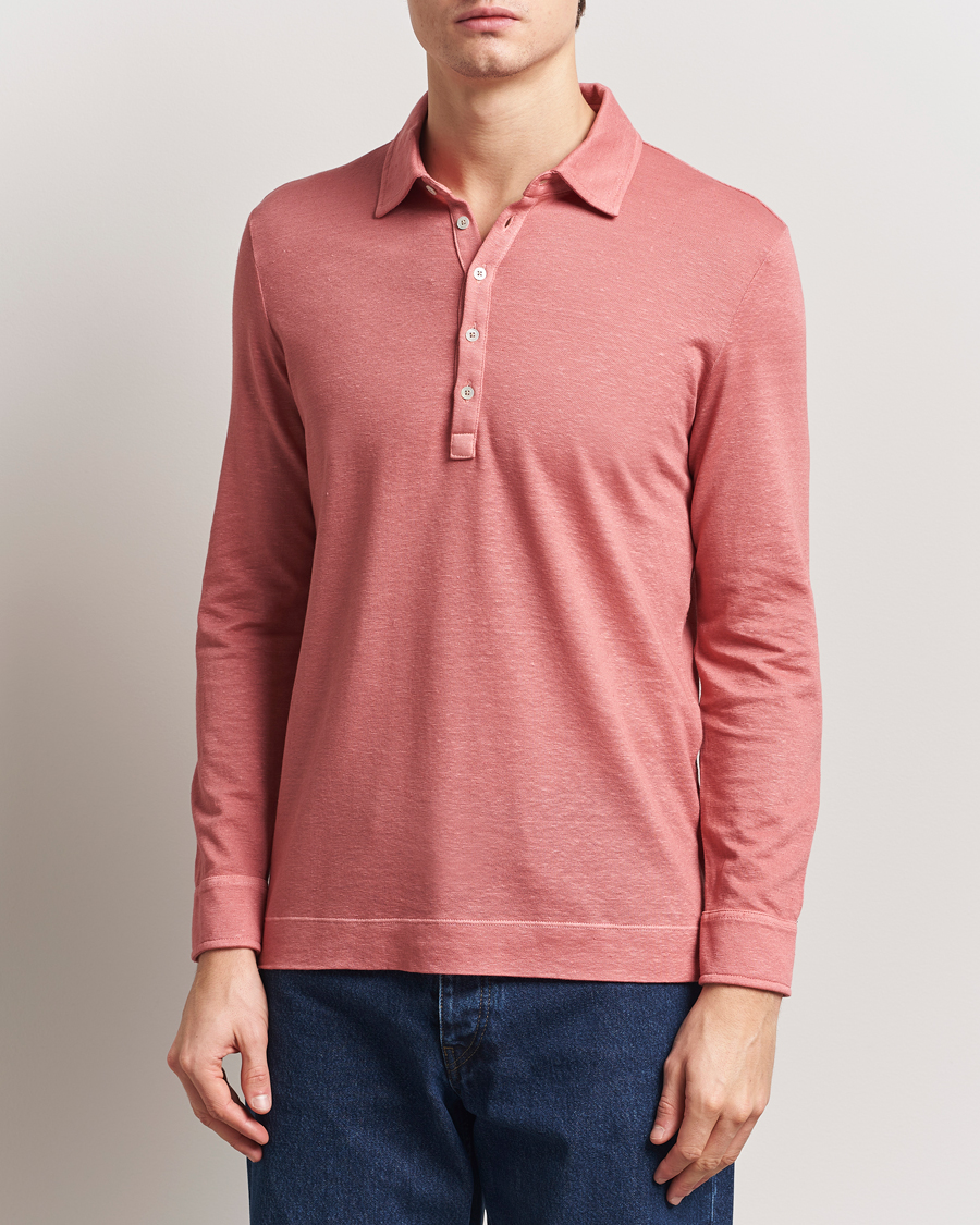 Men | Polo Shirts | Massimo Alba | Raya Long Sleeve Polo Coral
