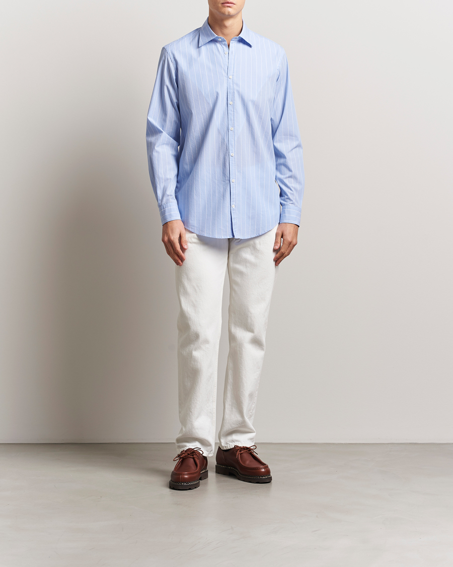 Men | Shirts | Massimo Alba | Genova Striped Cotton Shirt Light Blue