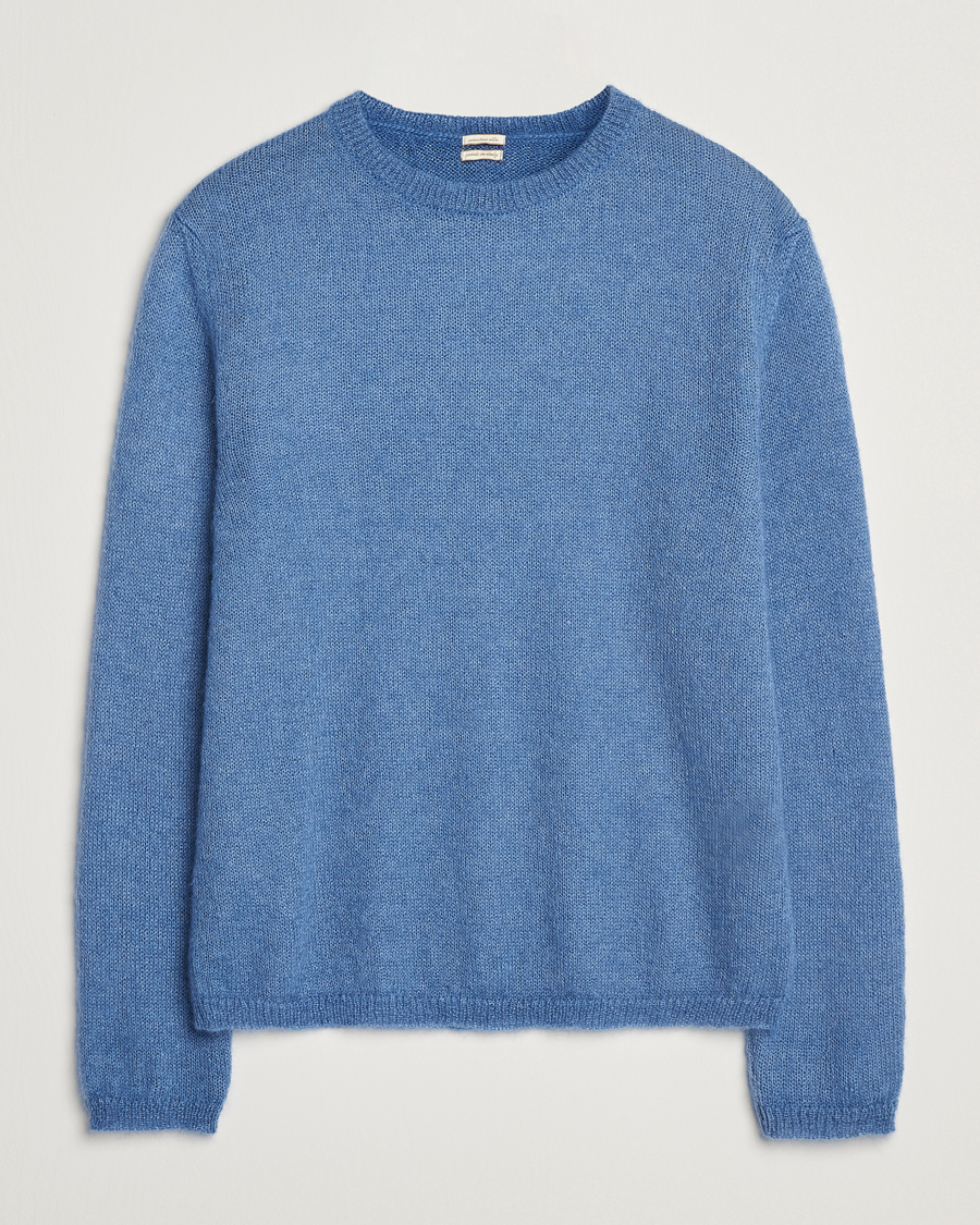 Men | Sweaters & Knitwear | Massimo Alba | Baby Mohair Crew Neck Pullover Sky Blue
