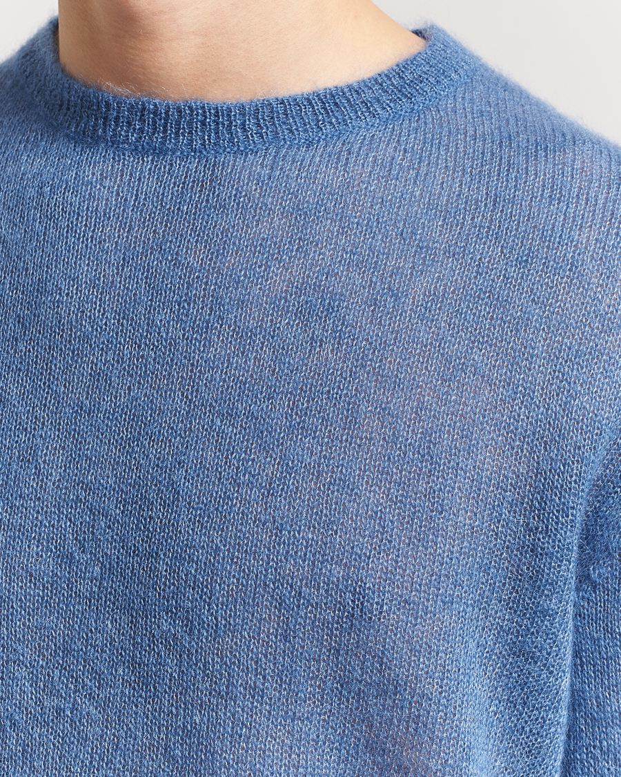 Men | Sweaters & Knitwear | Massimo Alba | Baby Mohair Crew Neck Pullover Sky Blue