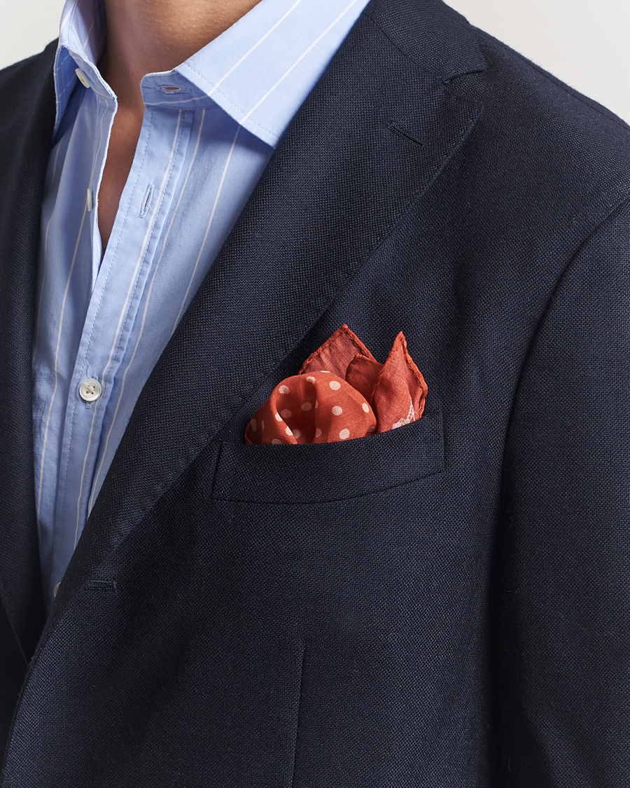 Men | Massimo Alba Printed Cotton Voile Handkerchief Burn Red | Massimo Alba | Printed Cotton Voile Handkerchief Burn Red
