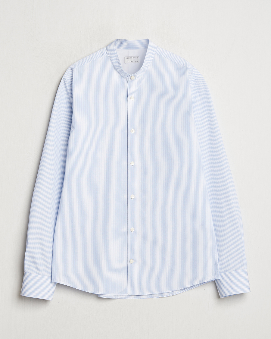 Men | Shirts | Tiger of Sweden | Spenser Band Collar Shirt Light Blue