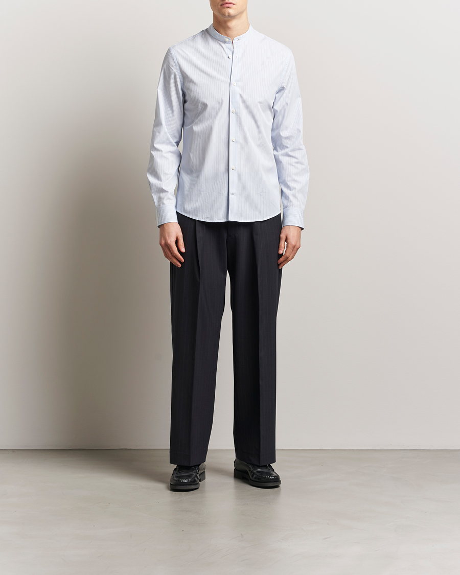 Men | Shirts | Tiger of Sweden | Spenser Band Collar Shirt Light Blue