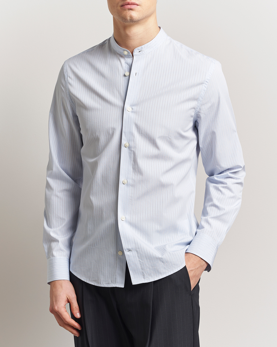 Men | Shirts | Tiger of Sweden | Spenser Band Collar Shirt Light Blue