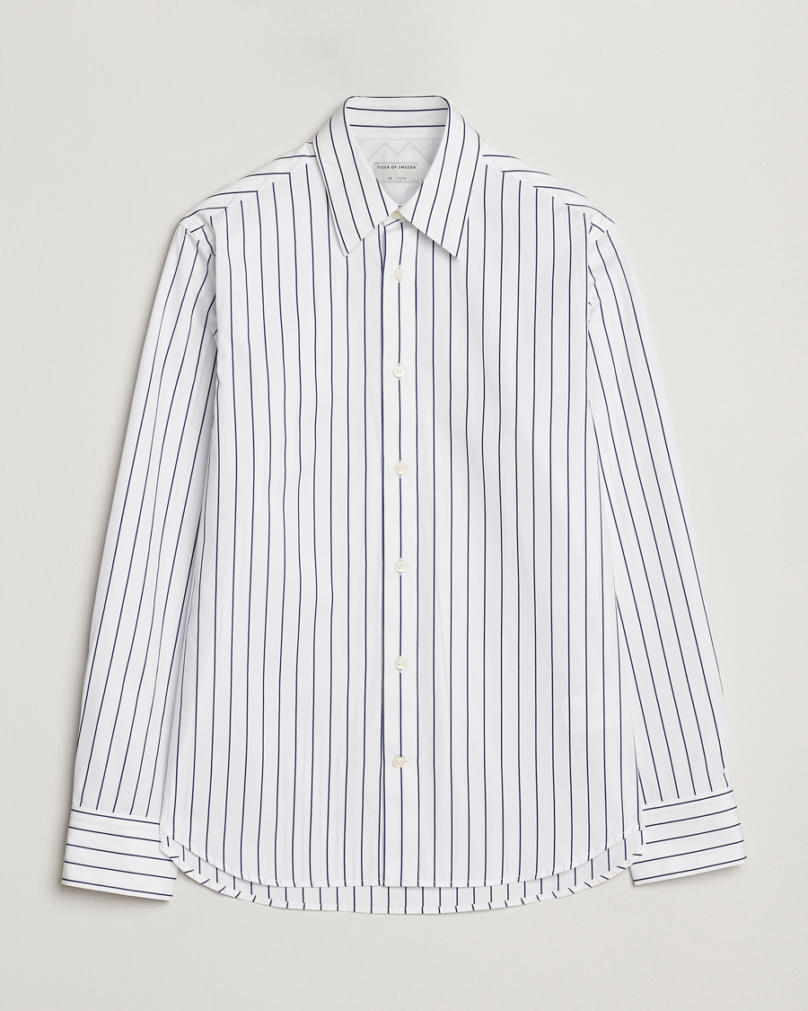 Men | Shirts | Tiger of Sweden | Bennet Striped Cotton Shirt Pure White