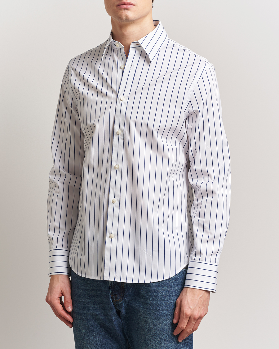 Men | Shirts | Tiger of Sweden | Bennet Striped Cotton Shirt Pure White