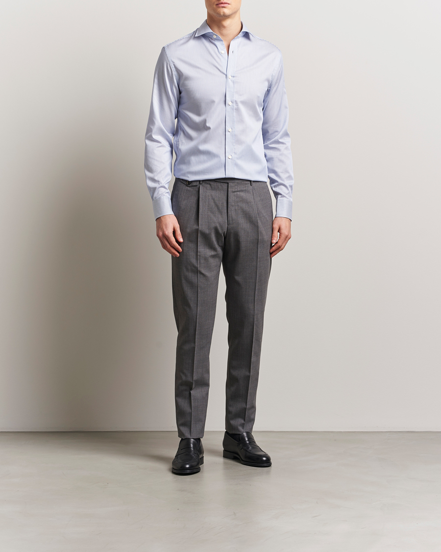 Men | Shirts | Tiger of Sweden | Adley Cotton Striped Shirt Blue