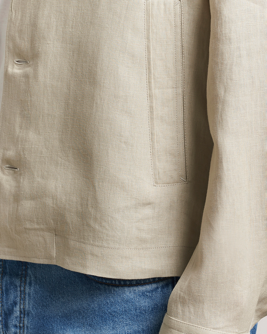 Men | Shirts | Tiger of Sweden | Barnaby Linen Overshirt Cream Sand