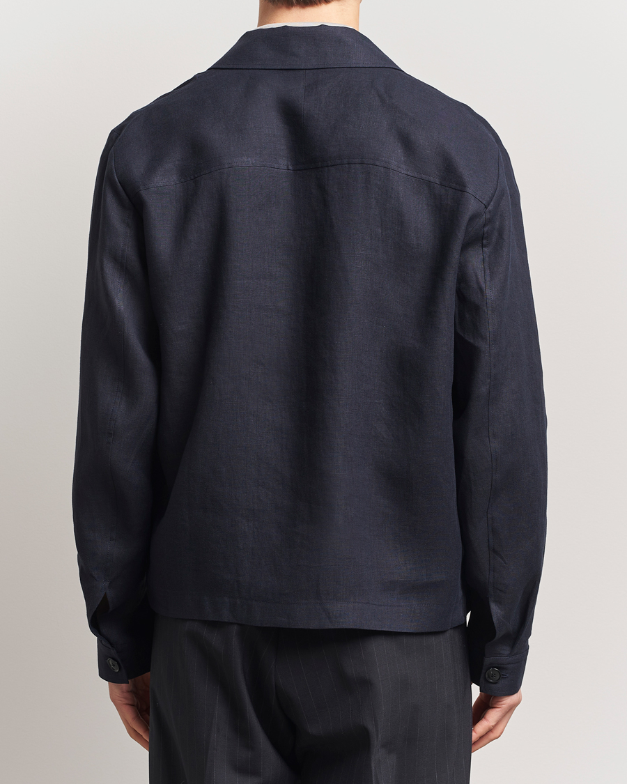 Men | Shirts | Tiger of Sweden | Barnaby Linen Overshirt Midnight Blue