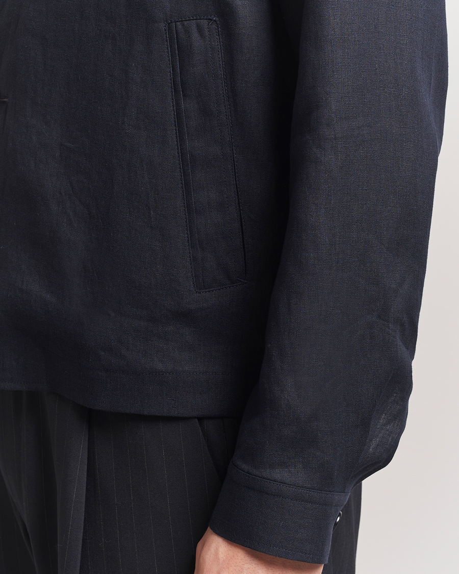 Men | Shirts | Tiger of Sweden | Barnaby Linen Overshirt Midnight Blue