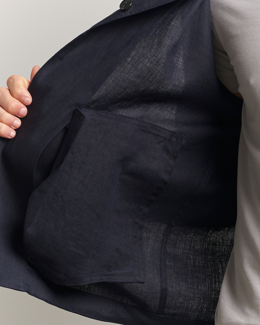 Men | Shirts | Tiger of Sweden | Barnaby Linen Overshirt Midnight Blue