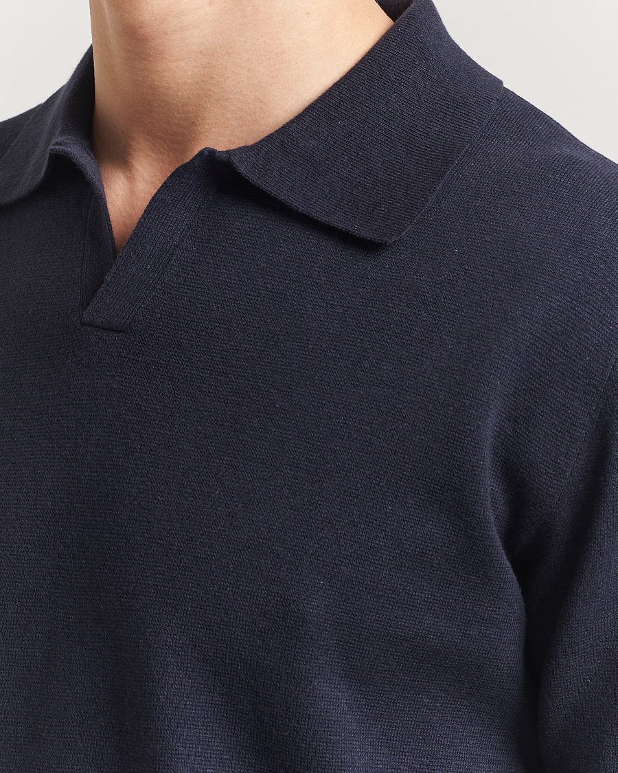 Men | Polo Shirts | Tiger of Sweden | Maelon Cotton/Linen Polo Light Ink