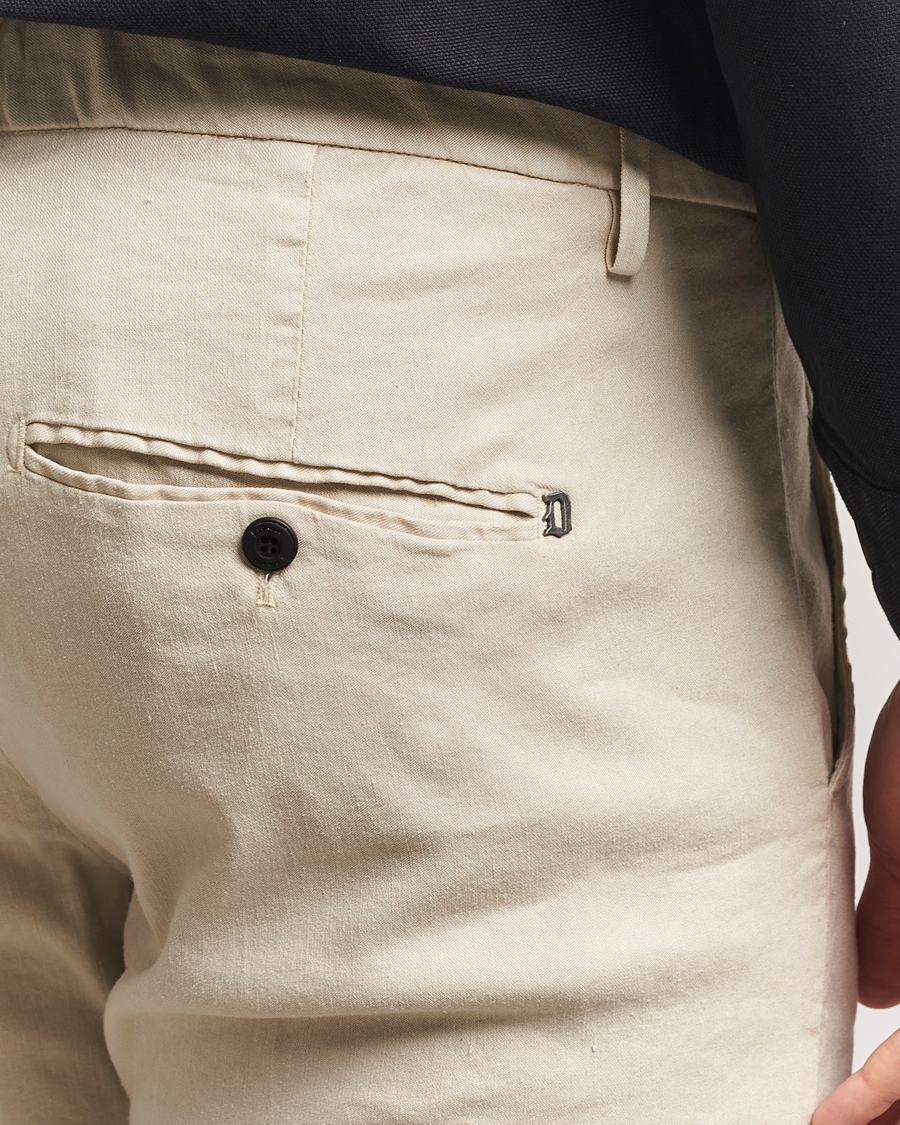 Men | Trousers | Dondup | Gaubert Linen Stretch Chinos Ecru
