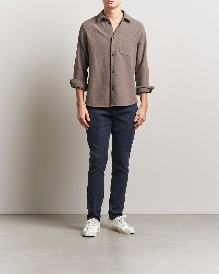 Men | Trousers | Dondup | Gaubert Linen Stretch Chinos Navy
