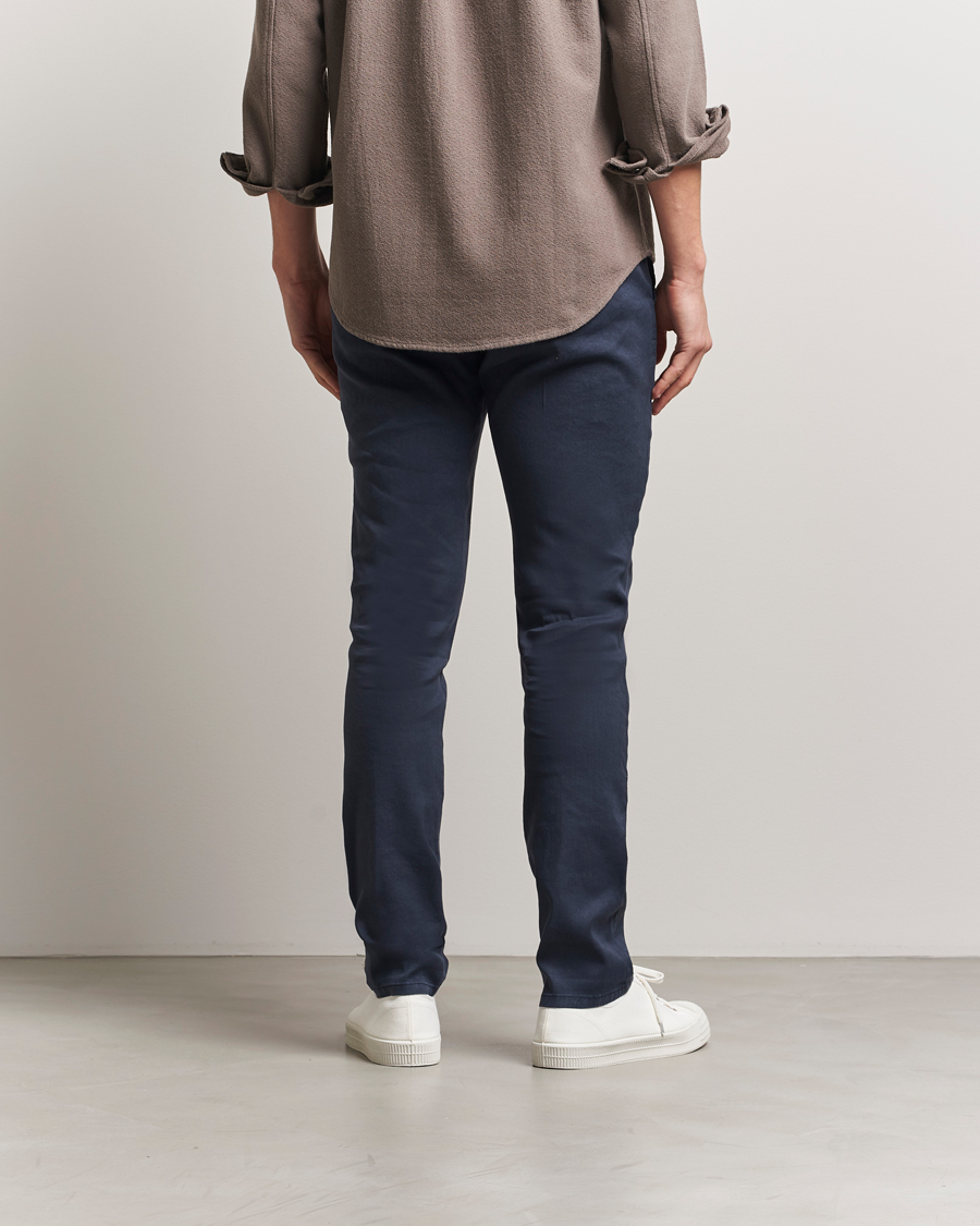 Men | Trousers | Dondup | Gaubert Linen Stretch Chinos Navy