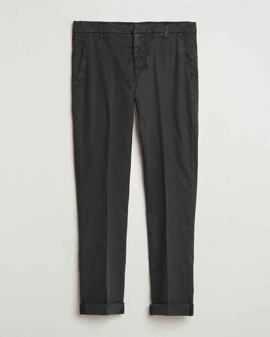 Men | Trousers | Dondup | Gaubert Linen Stretch Chinos Black