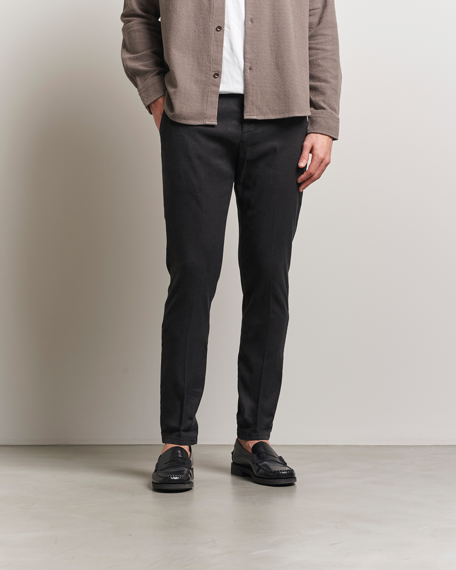 Men | Trousers | Dondup | Gaubert Linen Stretch Chinos Black