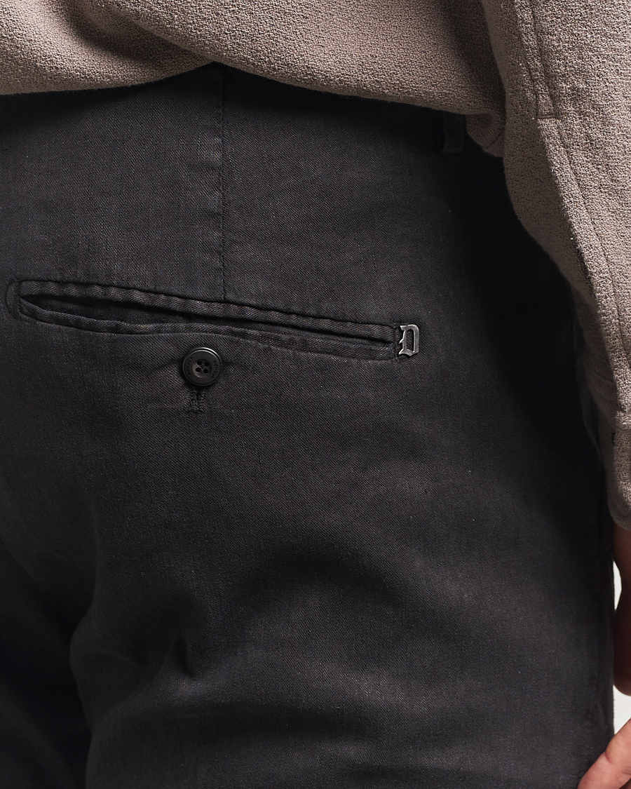 Men | Trousers | Dondup | Gaubert Linen Stretch Chinos Black